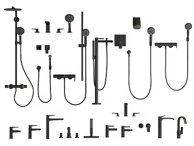 Modern Shower Head Collection With Handheld Sprayers Overhead Units And Components 3d model
