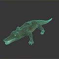 Realistic Reptile Crocodile 3D Model With Open Mouth Scales On Gray Background
