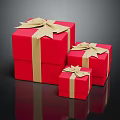 Red Gift Boxes With Gold Ribbons And Bows In Different Sizes For Daily Use