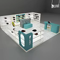 Modern Mall Store Display With Shelves Products And Decorative Elements 3d model