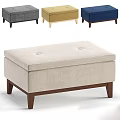 Beige Tufted Ottoman With Wooden Legs And Multiple Color Options