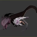 Fantasy Character With Purple Hair Pink Creature Energy And Black Cloak Tattoos