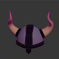 Viking Helmet Design With Purple Dome And Yellow Curved Horns