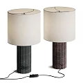 Modern Table Lamps With White Fabric Shades And Black Brown Textured Bases
