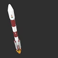 White And Red Rocket With Indian Flag Launching Into Space