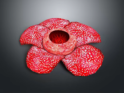 Anatomical Organ Featuring Hair Like White Spots And Red Petal Like Structures 3d model