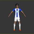 Man Wearing Blue White Striped Brighton Jersey Number 20 White Shorts Orange Boots