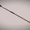 Long Traditional Handcrafted Spear With Wooden Shaft And Black Spearhead