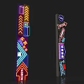 Colorful Neon Billboard Design With Bright Arrows And Modern Elements 3d model