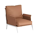 Modern Brown Leather Single Sofa Interior With Metal Frame And Comfortable Cushion 3d model
