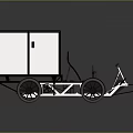 Simple Design Cargo Cart With White Box Two Doors Black Wheels And Frame Structure 3d model