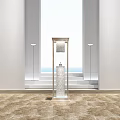Elegant Modern Showcase Shelves With Pink Background White Frame And Jewelry Display Design