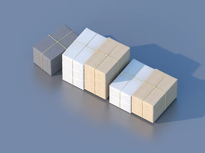 Gray Beige And White Storage Cubes With Straps For Home Organization 3d model