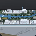 Commercial Equipment Facilities in Modern Business Park Layout with River and Green Space