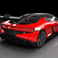 Red Sports Car With Sleek Modern Aerodynamic Design And Black Alloy Wheels