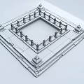 Ancient Architecture Square Shaped Stone Base With Multi Tiered Steps And Railing 3d model