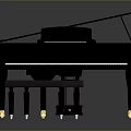 Black Grand Piano With Purple Stool For Home Living Room Decoration Use