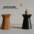 Modern Side Table Solid Wood Side Table Round Small Coffee Table Vase 3d model
