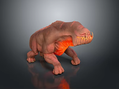 Brown Skinned Monster Creature With Muscular Body Glowing Orange Abdomen And Tentacle Mouthparts 3d model