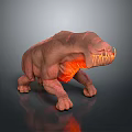 Brown Skinned Monster Creature With Muscular Body Glowing Orange Abdomen And Tentacle Mouthparts