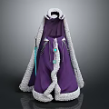 Elegant Purple Cloak With Gray Furry Trim And Blue Decorative Accents