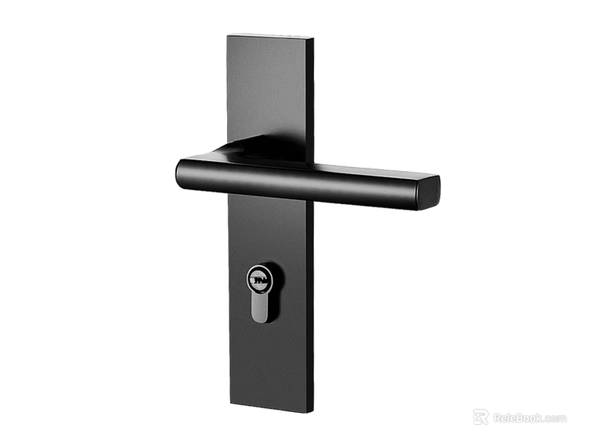 Modern Black Minimalist Metal Door Handle With Keyhole Design For Home 3d model 
