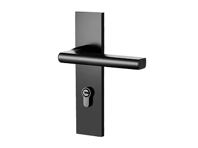 Modern Black Minimalist Metal Door Handle With Keyhole Design For Home 3d model