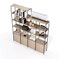 Simple bookshelf antique shelf display rack 3d model