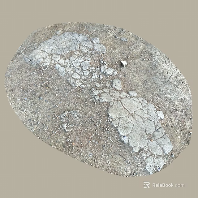 Dry Cracked Ground Surface With Natural Rough Texture And Small Rock Fragments 3d model