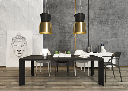 Modern Dining Table and Chair Combination 3d model