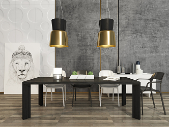 Modern Dining Table and Chair Combination 3d model