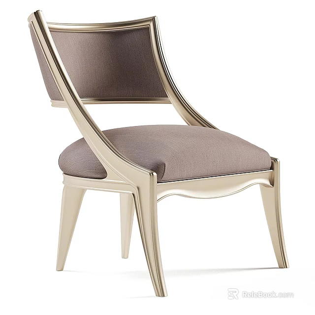 Modern Elegant Accent Chair With Gold Metal Frame And Gray Fabric Upholstery 3d model 