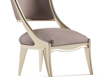 Modern Elegant Accent Chair With Gold Metal Frame And Gray Fabric Upholstery 3d model