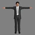 Man In Black Suit With White Shirt And Tie Arms Outstretched Standing Pose 3d model