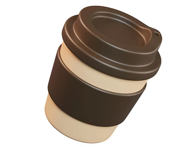 Coffee Cup with Brown Lid Beige Body and Brown Sleeve for Travel Drinks 3d model