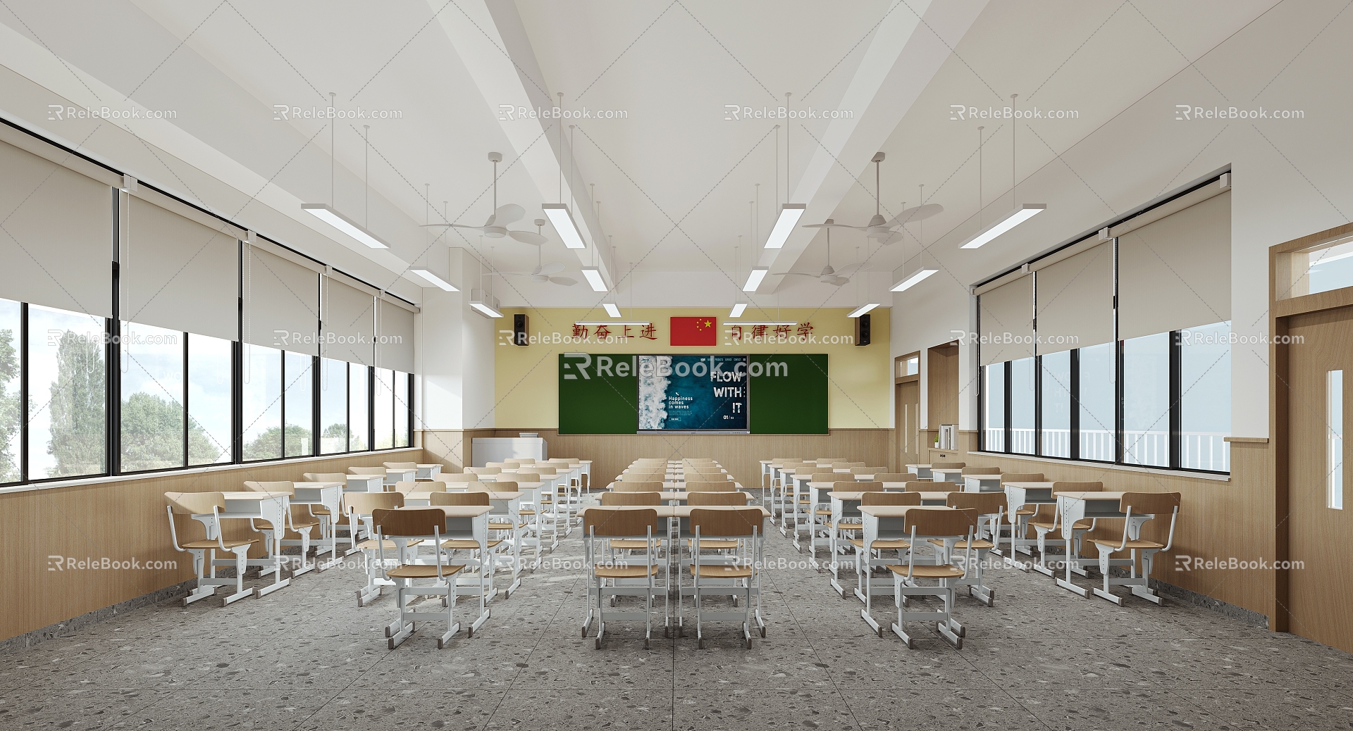 Modern Classroom Ordinary Classroom 3d model