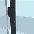Black Frame Glass Door Cabinet with Multi Tiered Glass Shelves for Display Storage