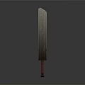 Sharp Long Blade Weapon With Red Handle And Metallic Sharp Edge Design 3d model