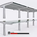 Modern Metal Frame Glass Roof Sunshade Canopy With Multiple Supports For Outdoor Use