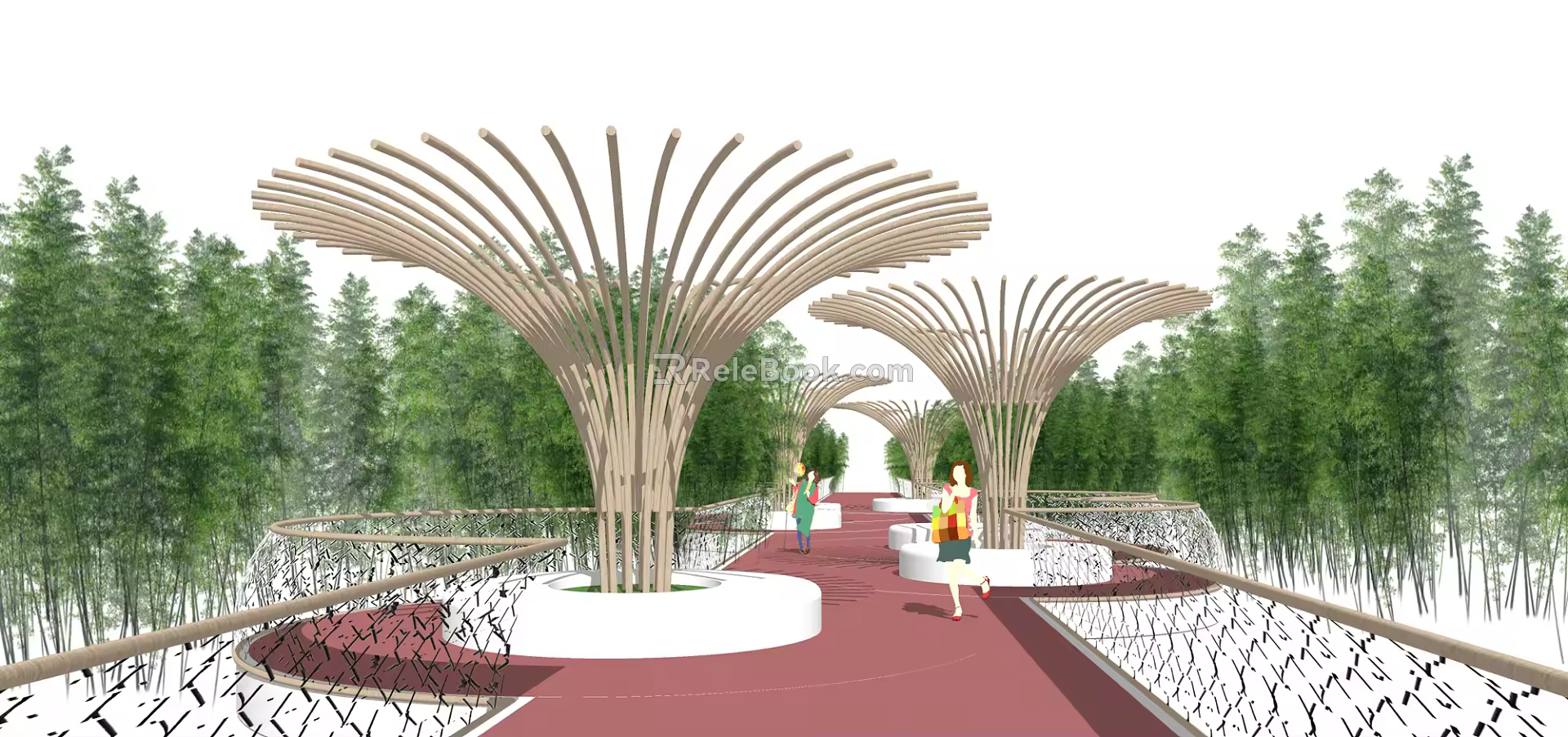 Modern gallery frame bamboo structure 3d model
