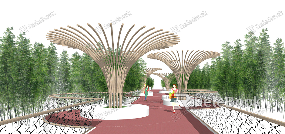 Modern gallery frame bamboo structure model