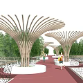 Modern gallery frame bamboo structure 3d model