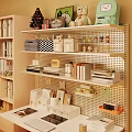 Practical Wooden Storage Shelf With Perforated Board Storage Boxes Books And Decorative Items For Home