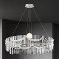 Elegant Modern Chandelier With Transparent Hanging Strips And Round Light Source 3d model