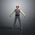 Man In Gray Jumpsuit With Yellow Long Sleeves Wearing Headphones And Black Belt