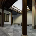 Traditional Chinese Detached Villa Featuring Classic Roof White Walls And Garden Greenery