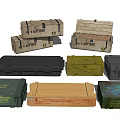 Vintage Wooden Crates And Modern Metal Storage Boxes In Assorted Colors And Sizes