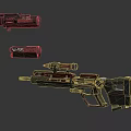 Futuristic Sci Fi Weapon Components With Barrel Scope And Grip Design 3d model