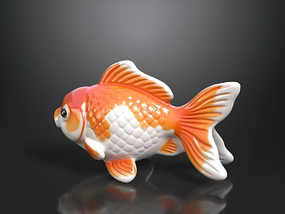 Koi Fish Doll With Orange White Scales Fins Tail And Glossy Finish Look 3d model