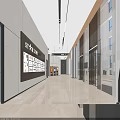 Spacious Modern Shopping Mall Lobby With Glass Windows Elevator Marble Floor And Indoor Plants